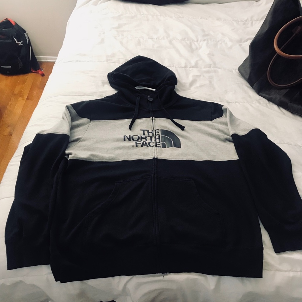 Men's XL North Face black & grey zip up hoodie